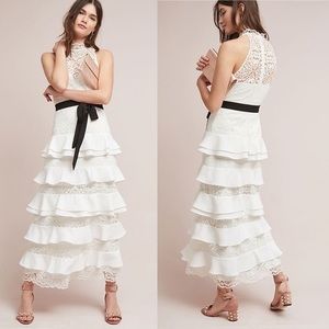 ML Monique Lhuillier white lace maxi dress
